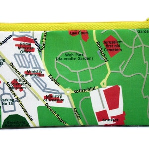 JERUSALEM map pencil case zipper pouch clutch a souvenir from Israel the holy land for men for woman gift idea image 6