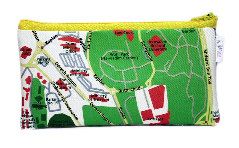 JERUSALEM map pencil case zipper pouch clutch a souvenir from Israel the holy land for men for woman gift idea image 6