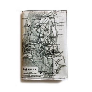 Map Passport Cover printed with the map of ancient Israel showing Bethlechem / Bethleem and Nazareth old cities from 1912 image 2