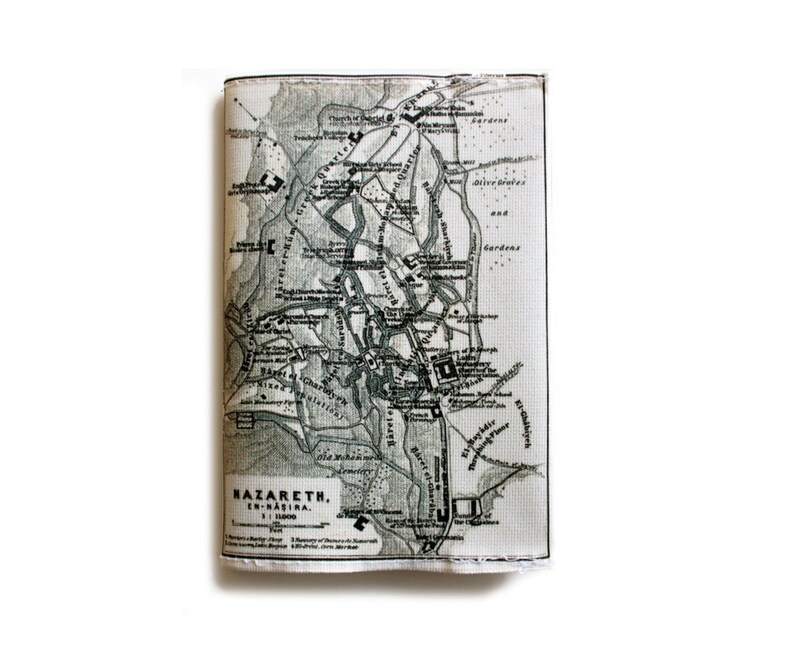 Map Passport Cover printed with the map of ancient Israel showing Bethlechem / Bethleem and Nazareth old cities from 1912 image 2