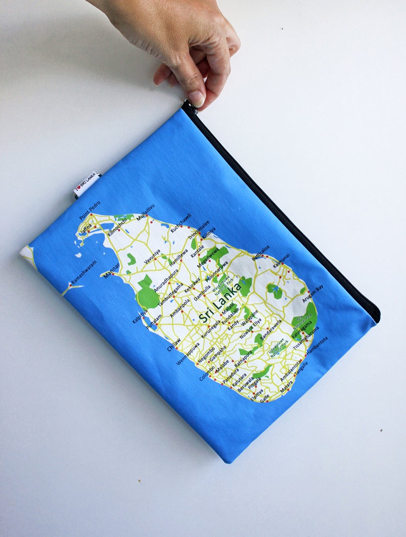 Sri Lanka Zipper Pouch Printed With the Map of Sri Lanka Etsy