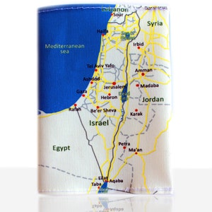 Israel Map Passport Cover, Passport Holder, Passport Case ,Gift For Travelers, Made in Israel, Holy land, Israel Love. image 2