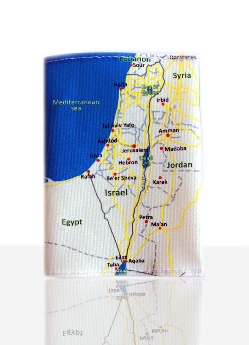 Israel Map Passport Cover, Passport Holder, Passport Case ,Gift For Travelers, Made in Israel, Holy land, Israel Love. image 2