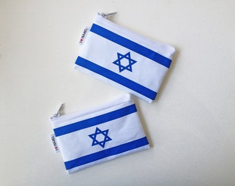 ISRAEL flag coin purse wallet with white zipper - I love Israel Wallet for travellers souvenir from Israel the holy land support Israel