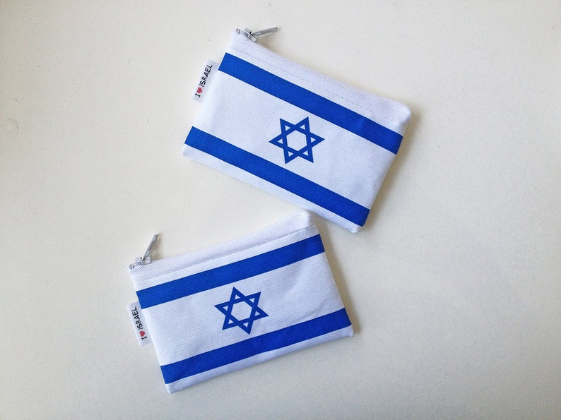 ISRAEL flag coin purse wallet with white zipper I love Israel Wallet for travellers souvenir from Israel the holy land support Israel image 1