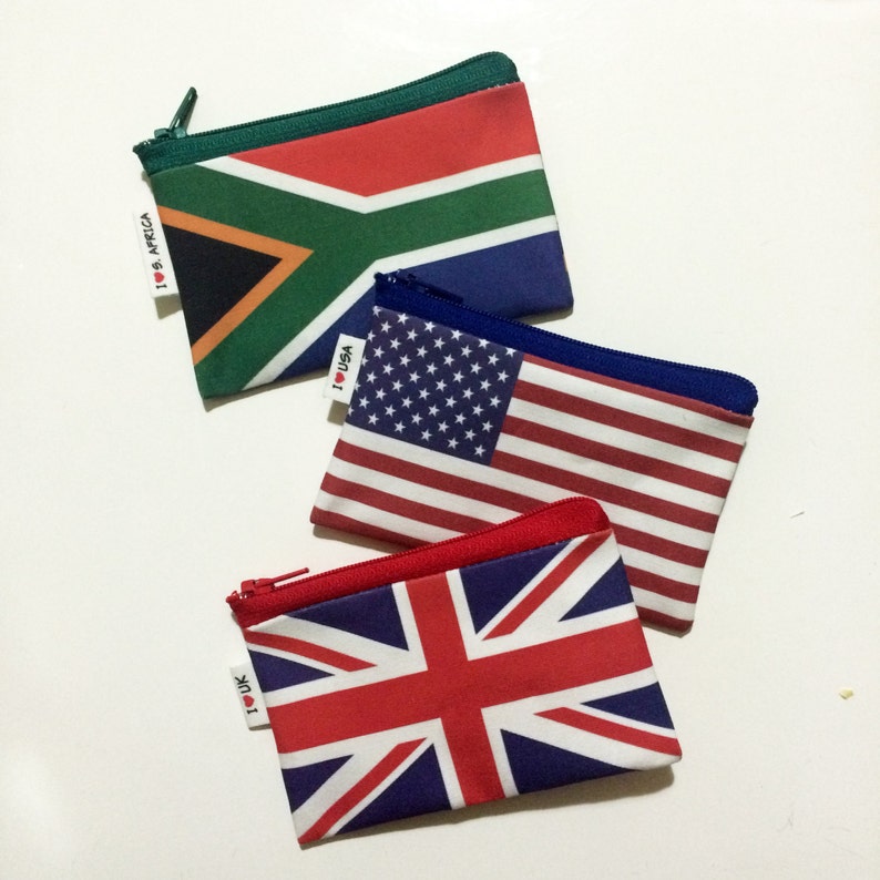 Flag Coin Purse, Zipper Travel Purse, Travel Wallet With Zipper, Wallet For Coins And Bills, US Dollars, GB Pounds, European Euros and more. image 7