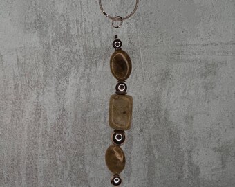 Labradorite & Gunmetal Beaded Keychain / Bag Charm