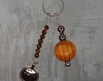 Tiger’s Eye & Wood Keychain / Bag Charm