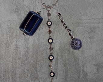 Evil Eye & Deep Blue Ceramic Keychain / Bag Charm - B4