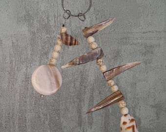 Shell Shard & Stone Beaded Keychain / Bag Charm - C7