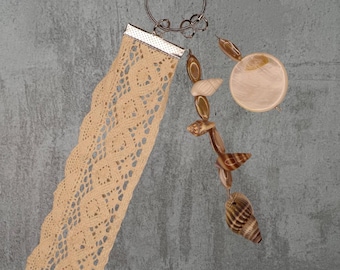 Shell & Lace Coastal Keychain / Bag Charm