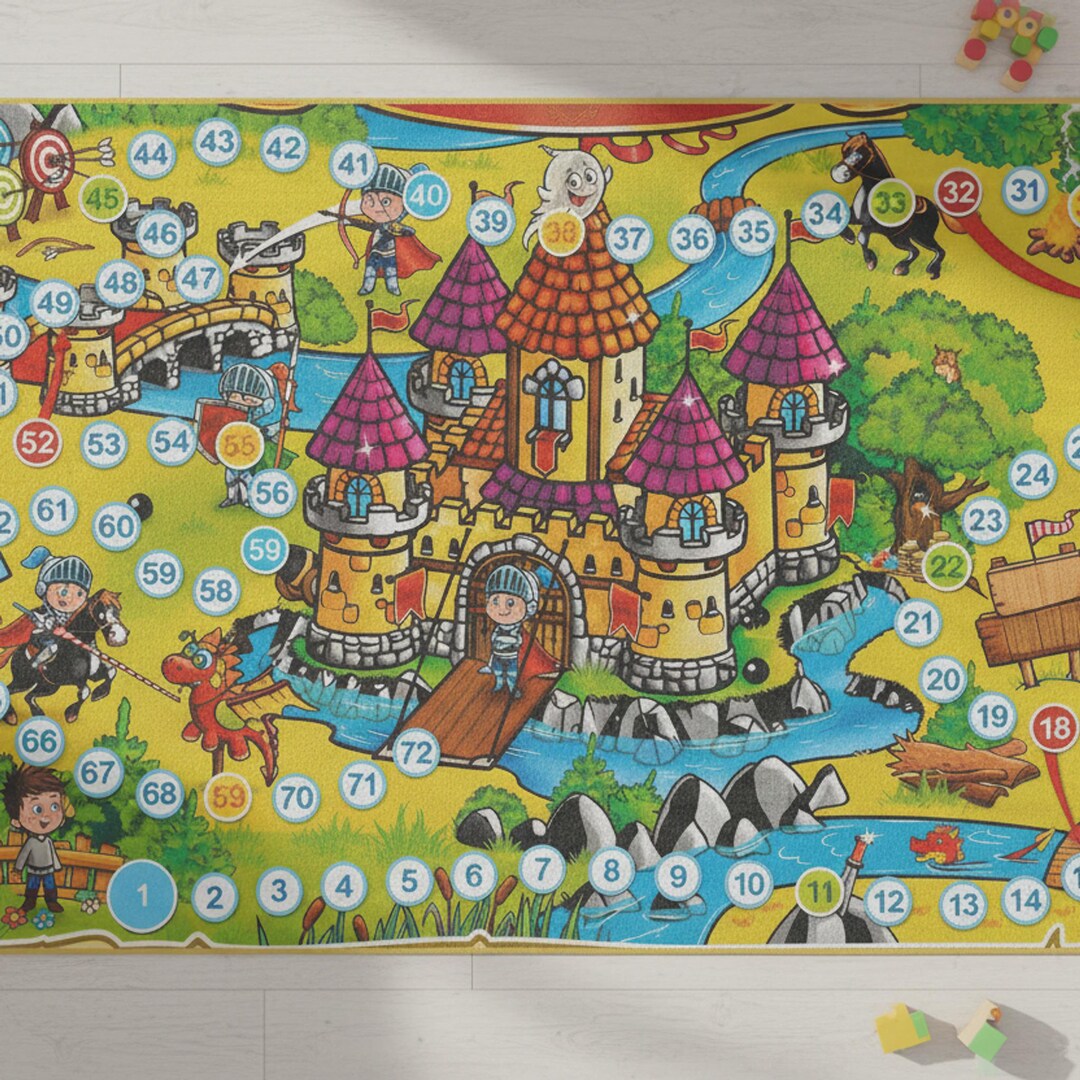 Knight Castle Rug Medieval Castle Rug for Kids Room | Playful Knight Decor, Fantasy Art ...