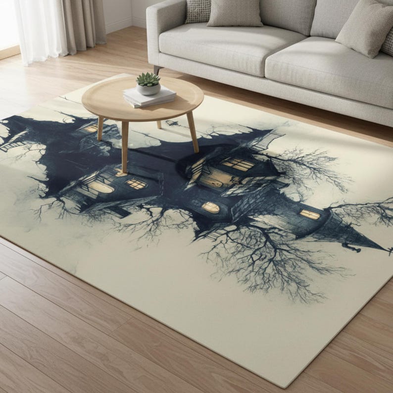 Eerie Architecture Eco Rug, Fantasy Home Decor, Whimsical Stairway ...