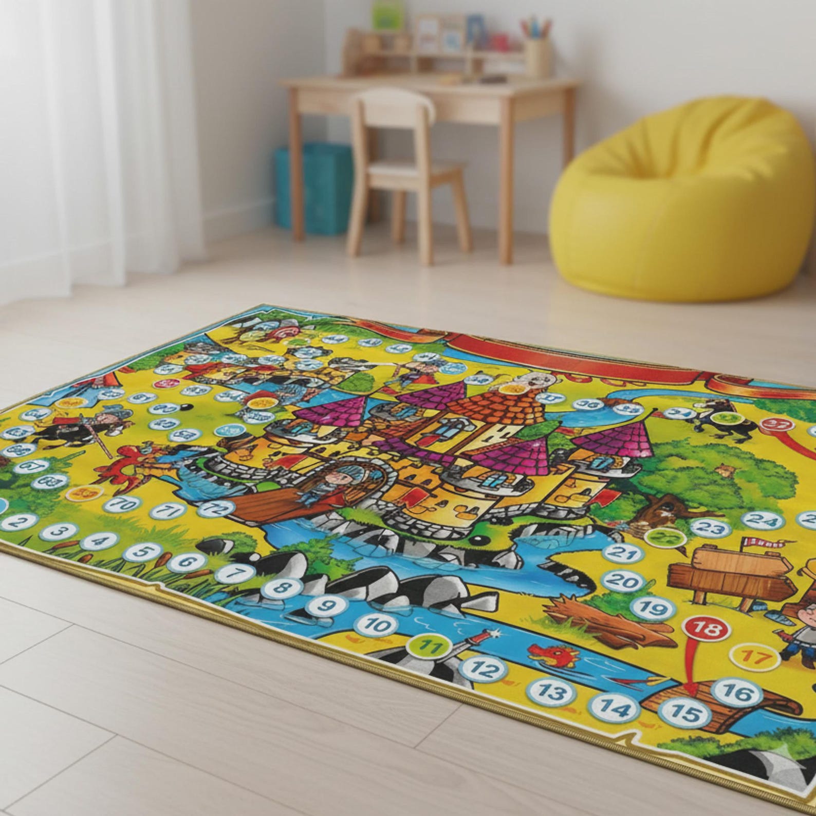 Knight Castle Rug Medieval Castle Rug for Kids Room | Playful Knight Decor, Fantasy Art ...