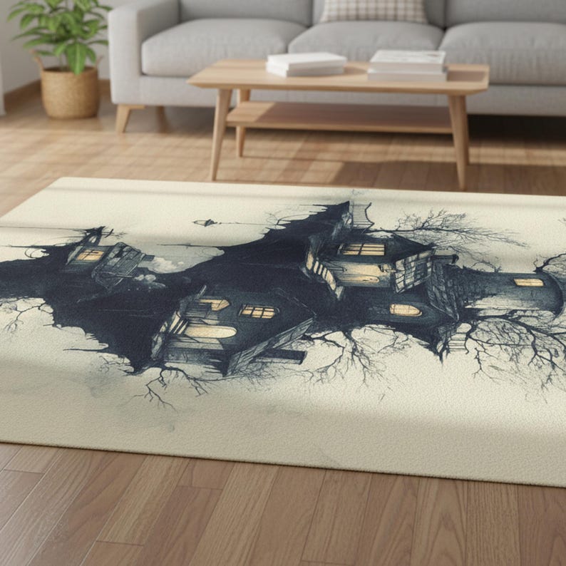 Eerie Architecture Eco Rug, Fantasy Home Decor, Whimsical Stairway ...