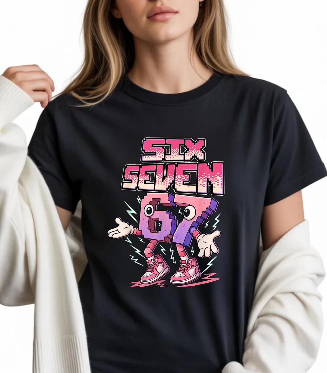 Six Seven 67 Pixel Character Shirt, Funny 6 7 Meme Tee, Retro Gamer ...