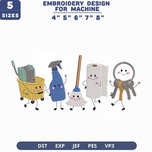 Fichier de broderie machine pour produits de nettoyage, motif « essentiels d'entretien ménager » (téléchargement instantané)