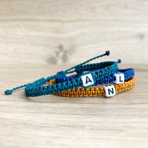 Personalized letter bracelet for him or her || Single initial || waterproof waxed cord adjustable bracelet for men || gift for him