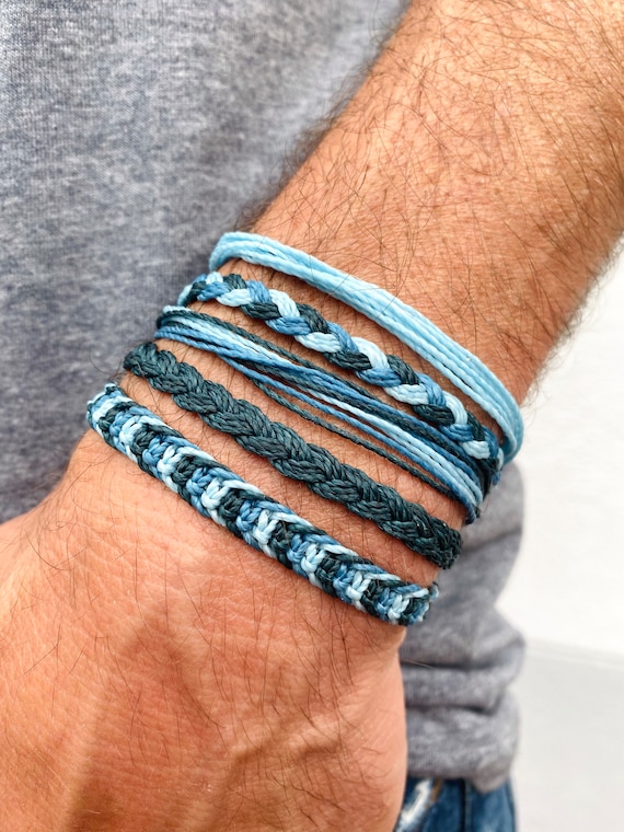 Blue String Bracelet Set for Men Blue Macrame Bracelet Pack for Him  Adjustable Surfer Jewelry Outdoor Mens Gift for Father's Day -  Norway