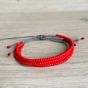 1 Bright Red Beaded Bracelet Seed Beads Waterproof - Etsy