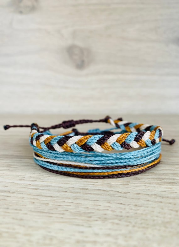 Waxed Cord Bracelets Set for Men Braided Waterproof Bracelet Pack for Him or Her Adjustable Unisex Surfer Gift for Men or Women Etsy UK