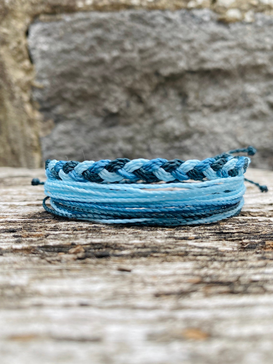 Mens Surfer Bracelet Stack Blue Waterproof Beach Bracelet Etsy