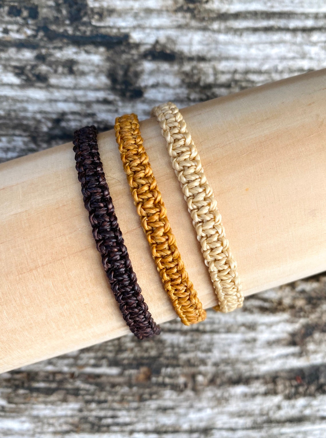 Simple Mens Cord Bracelet Adjustable Waxed Thread Macrame Etsy