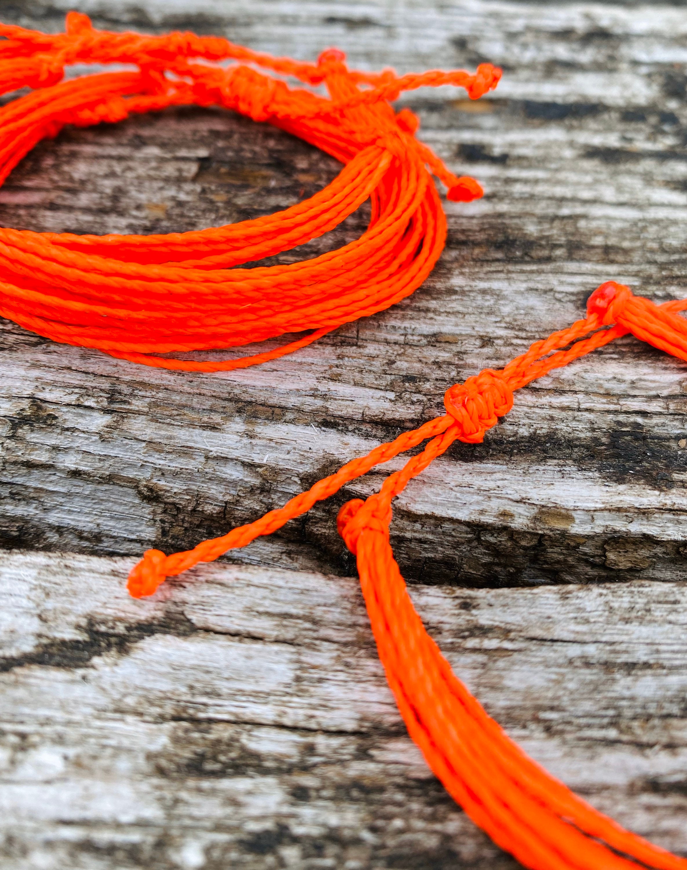 Neon orange string bracelet waterproof adjustable waxed cord Etsy