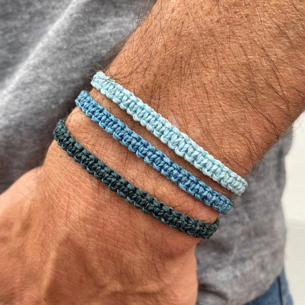 Waxed thread surfer bracelet for men or women || adjustable macrame jewelry for him || waterproof father's day gift || teenage boy gift