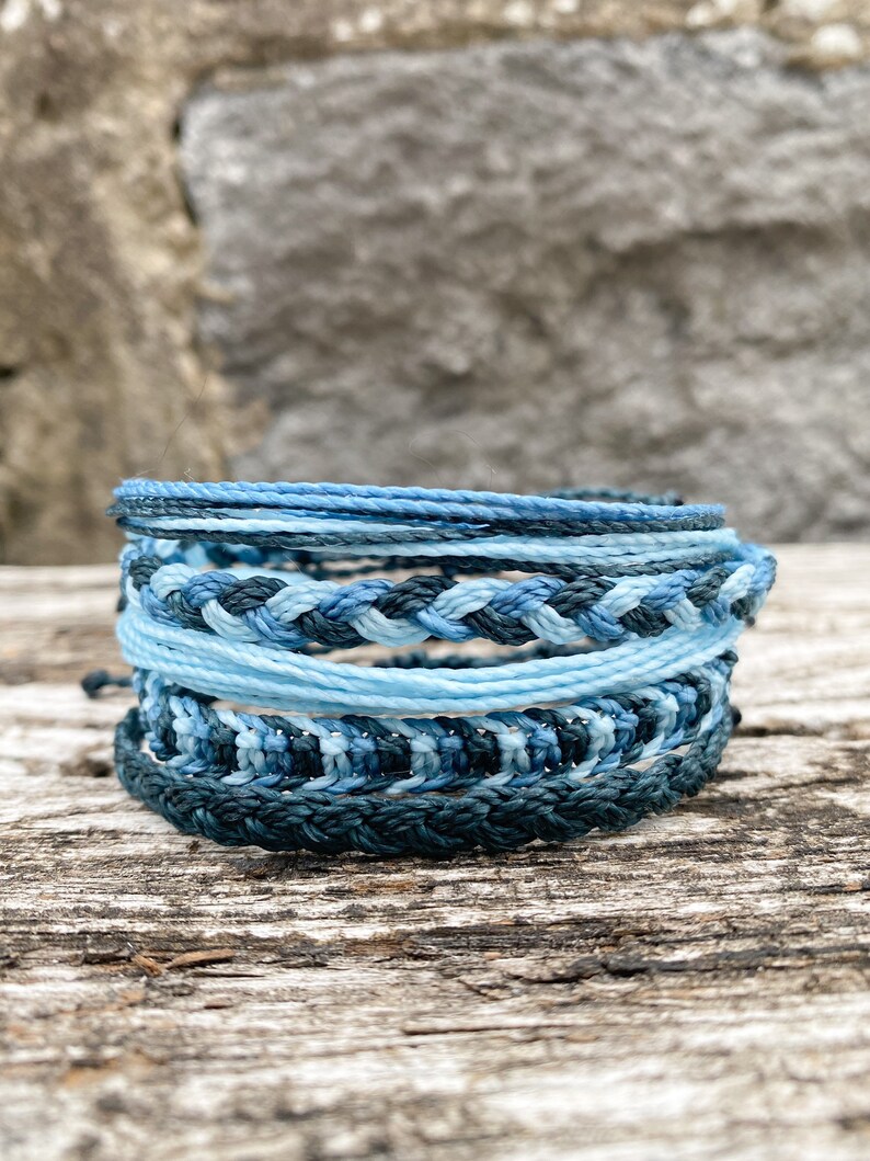 Blue String Bracelet Set for Men Blue Macrame Bracelet Pack Etsy