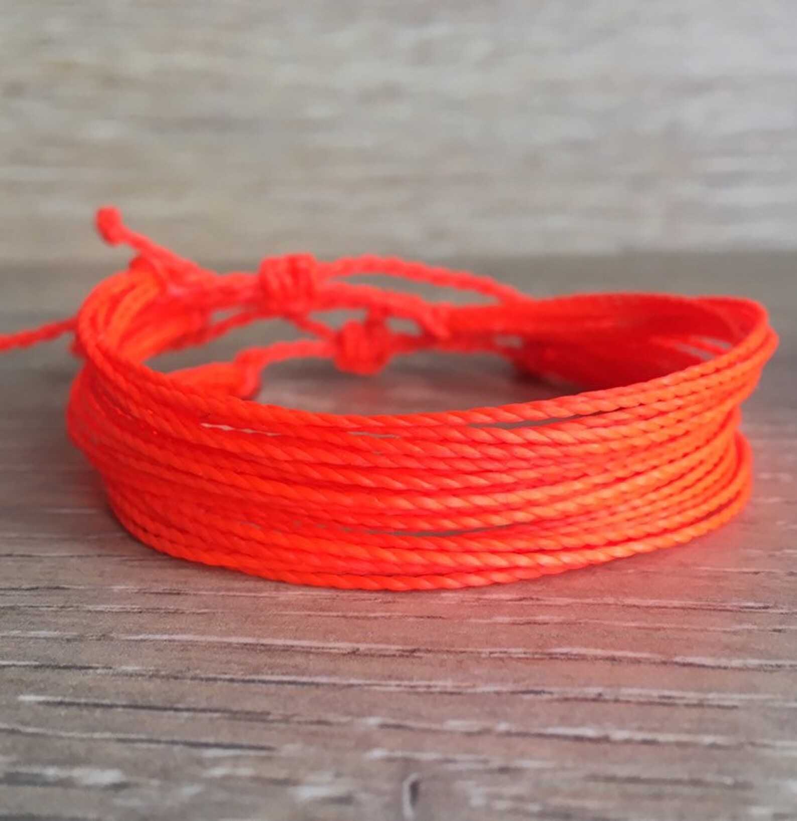 Neon Orange String Bracelet Waterproof Adjustable Waxed Etsy