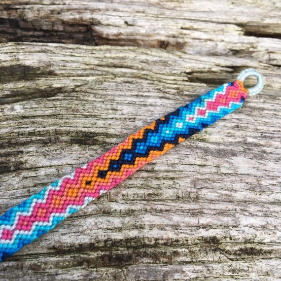 Bracelet Brésilien amitié unisexe réglable en coton rose jaune et orange