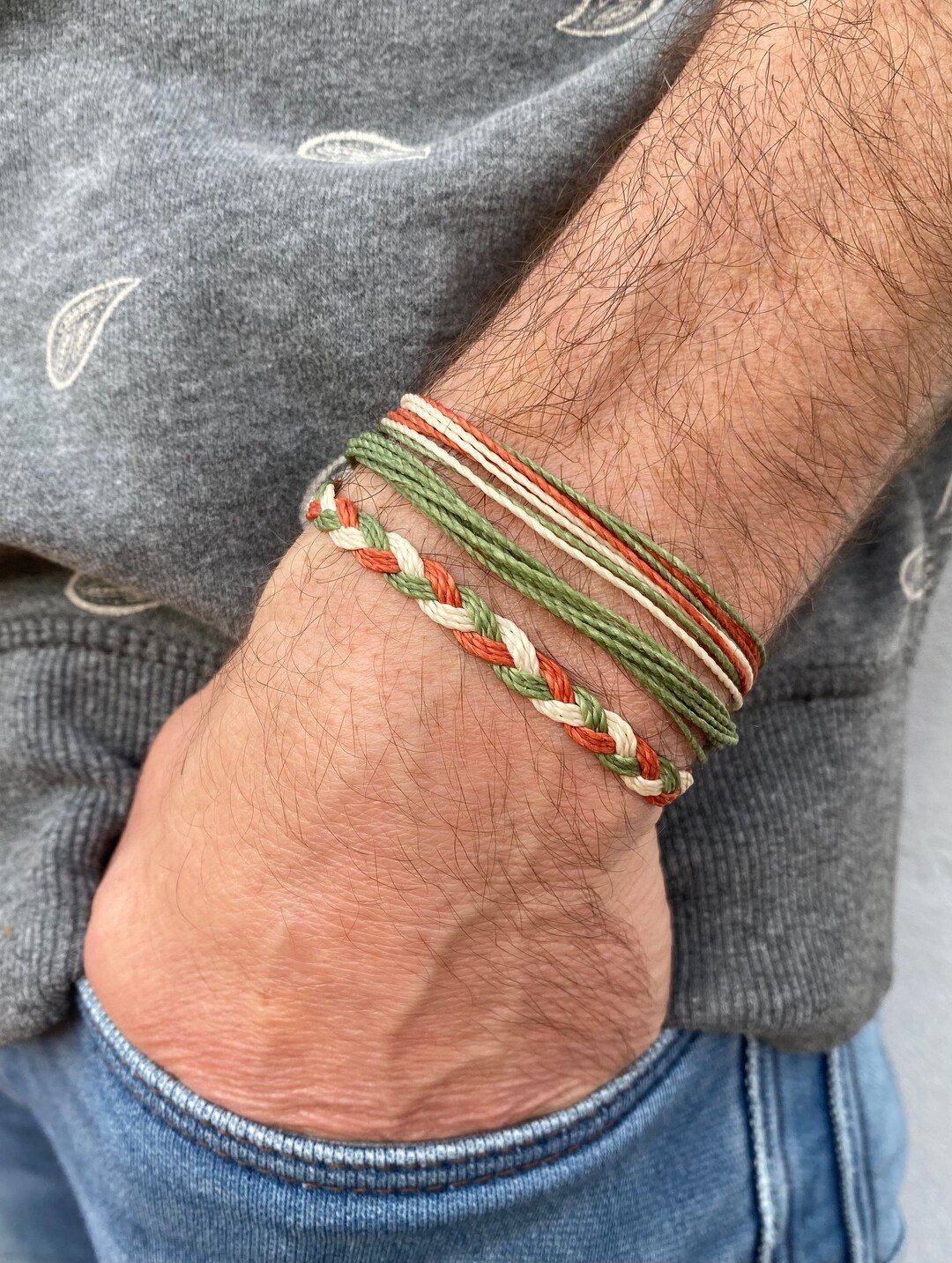 Set of 3 Bracelets for Men Summer Beach Waterproof Bracelet Pack