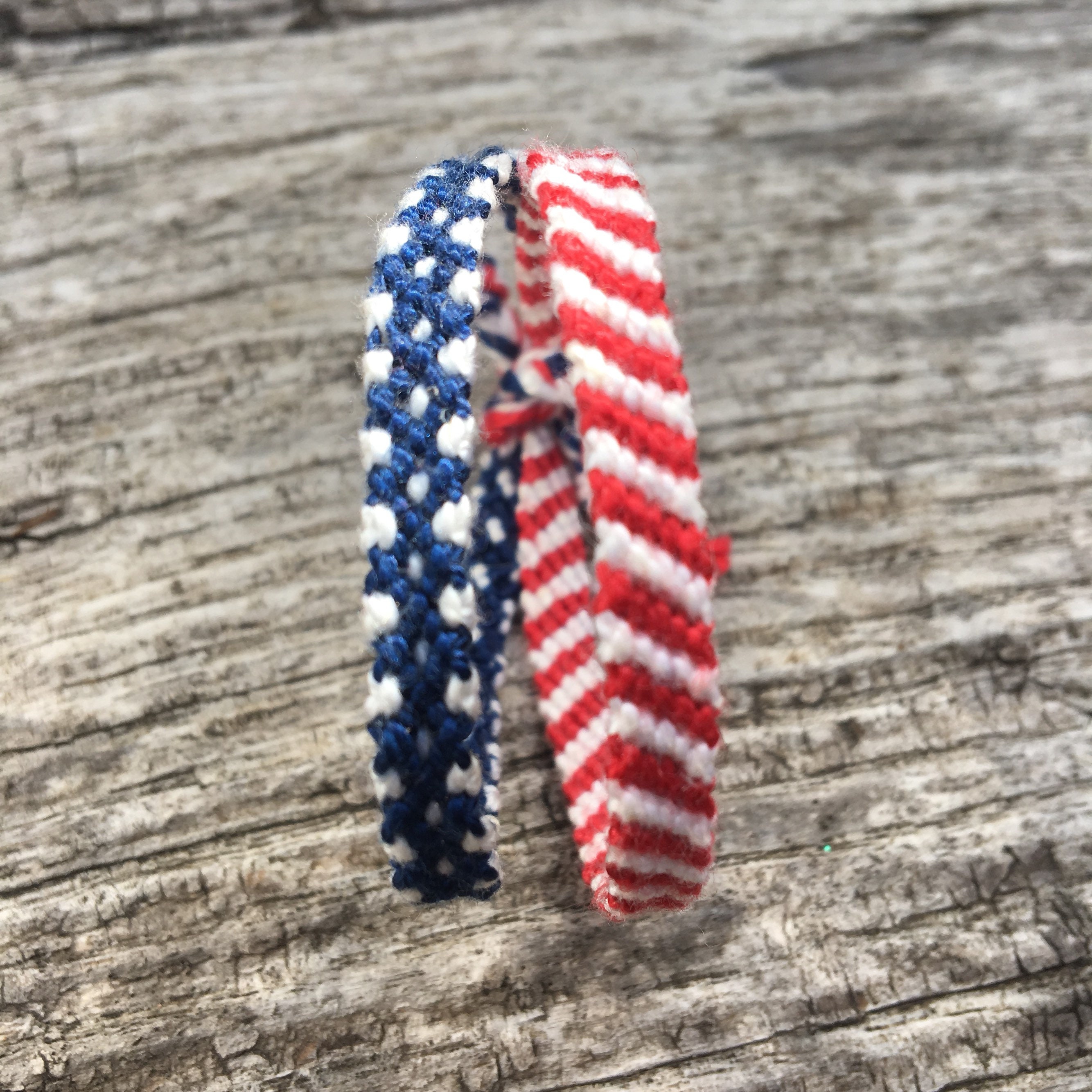 Friendship bracelet Patriotic double red white blue stars and Etsy