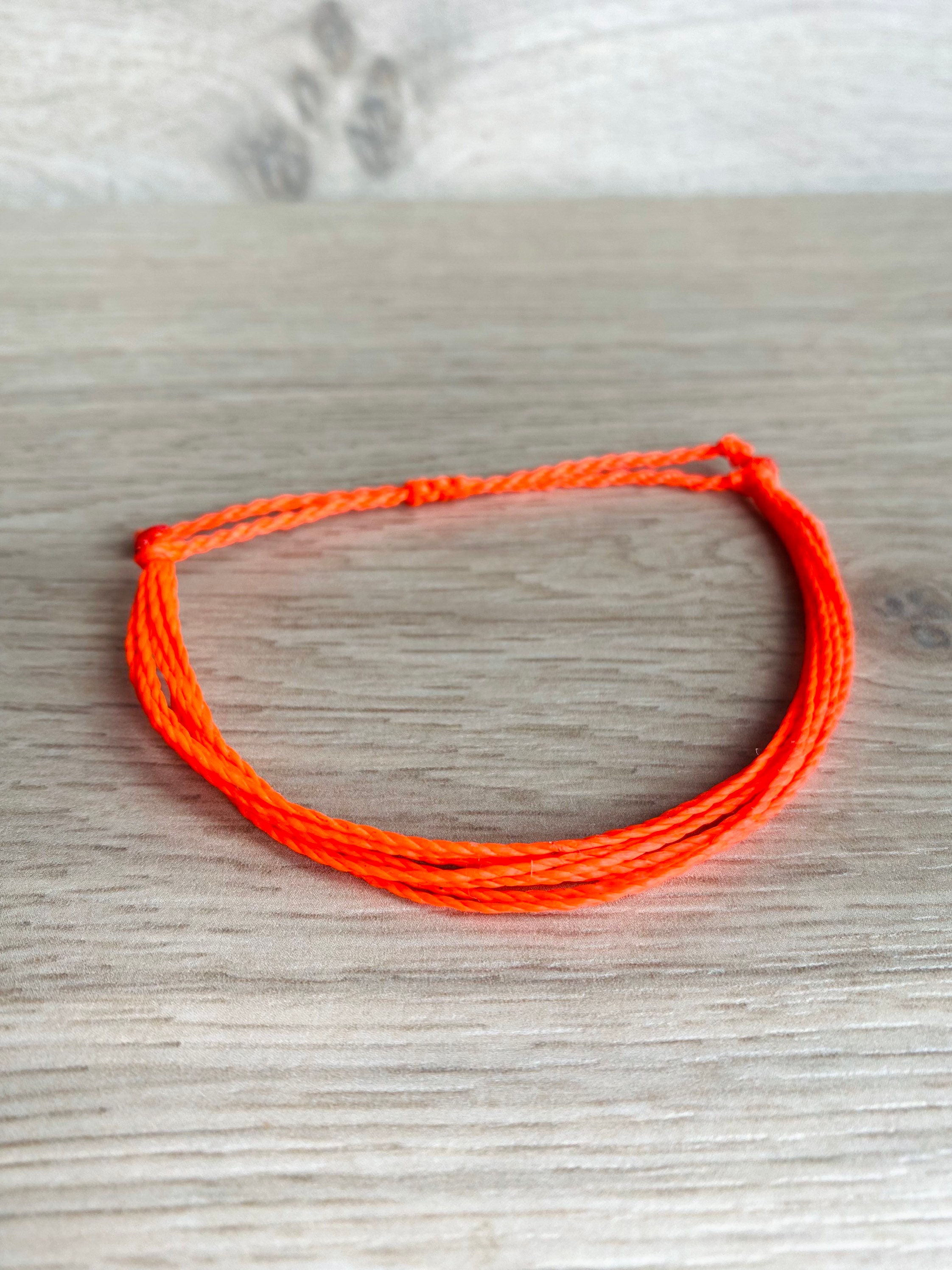 Neon Orange String Bracelet Waterproof Adjustable Waxed Cord