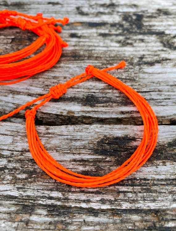 Neon orange string bracelet waterproof adjustable waxed cord Etsy