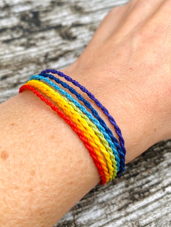 Rainbow String Bracelet Waterproof Adjustable Pride Accessory Summer Waxed  Cord Jewelry Surfer Macrame Unisex Gift LGBQT Pride 