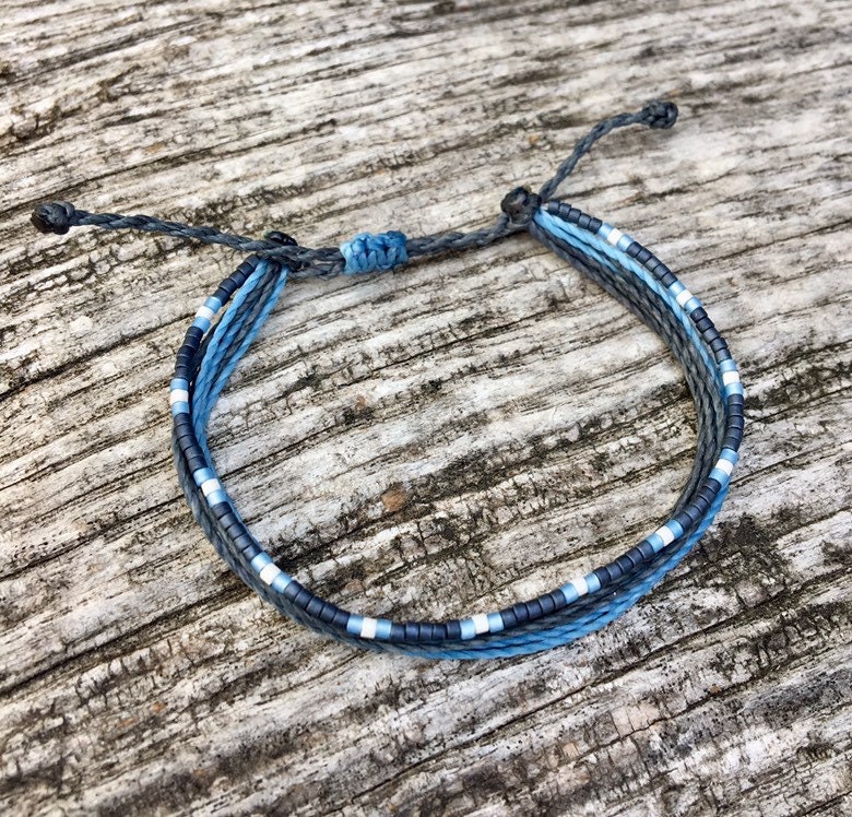Blue string bracelet with miyuki beads adjustable beaded Etsy