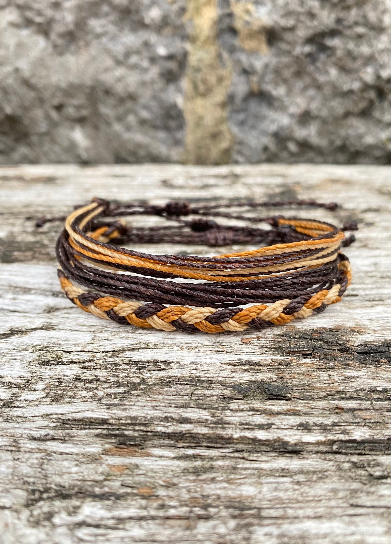 Mens Surfer Bracelets Stack Brown Waterproof Beach Bracelet Etsy