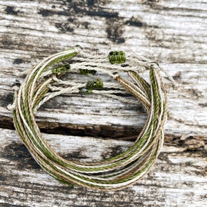 Pulsera surfista para hombre // tobillera de cordón encerado de playa ajustable verde oliva // regalo de verano para novio y adolescente imagen 5