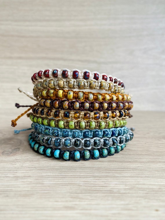 Glass Seed Bead Bracelet Adjustable and Waterproof -   Small bead  bracelet, Beaded bracelets, Seed bead bracelets