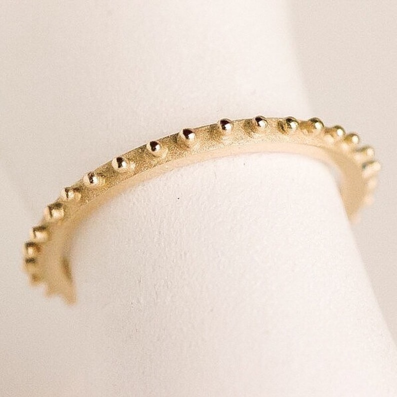 14K Yellow Gold Stacking Ring, Stackable Gold Band, Gold Droplet Ring contact me for 10% off for purchasing 2 or more image 2