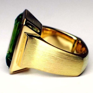 Green Tourmaline Ring, Gold, Ring, Emerald Cut, Cocktail Ring, Fine ...