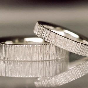 Textured wedding ring set his and hers, minimalist couple rings, promise ring set