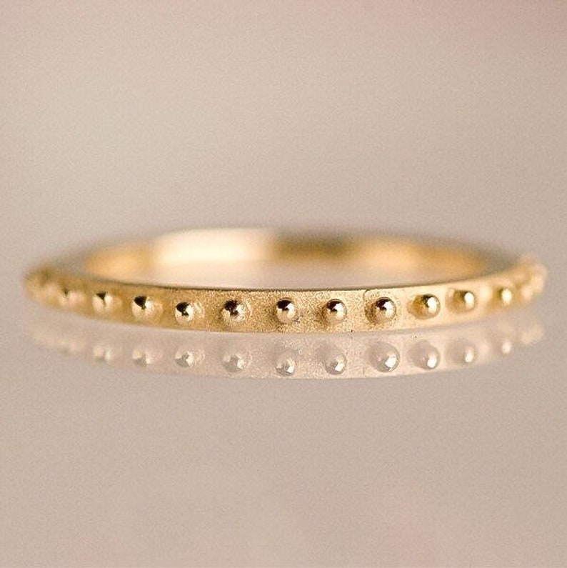 14K Yellow Gold Stacking Ring, Stackable Gold Band, Gold Droplet Ring contact me for 10% off for purchasing 2 or more image 1