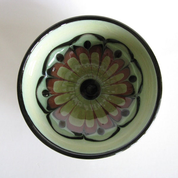 H.A. Kahler Small Bowl Danish Mid Century Modern Vintage Scandinavian Pottery Abstract Flower