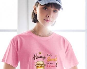 Honingzoete crop-top, Attitude Girlie, Food Design, T-shirt van gekamd katoen