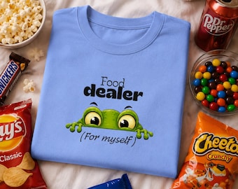 Frog Food Dealer uniseks T-shirt, shirt grappig snackliefhebber