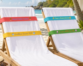 Bandeau porte-serviettes de croisière personnalisé, sangle porte-serviettes de plage sur mesure, protège-serviettes élastique, cadeau idéal pour la piscine et les vacances
