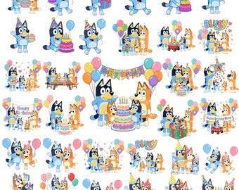 Paquete de imágenes PNG de perros divertidos, paquete de imágenes prediseñadas de bingo de perros divertidos, diseños originales para manualidades de cumpleaños, colorear e imprimir.